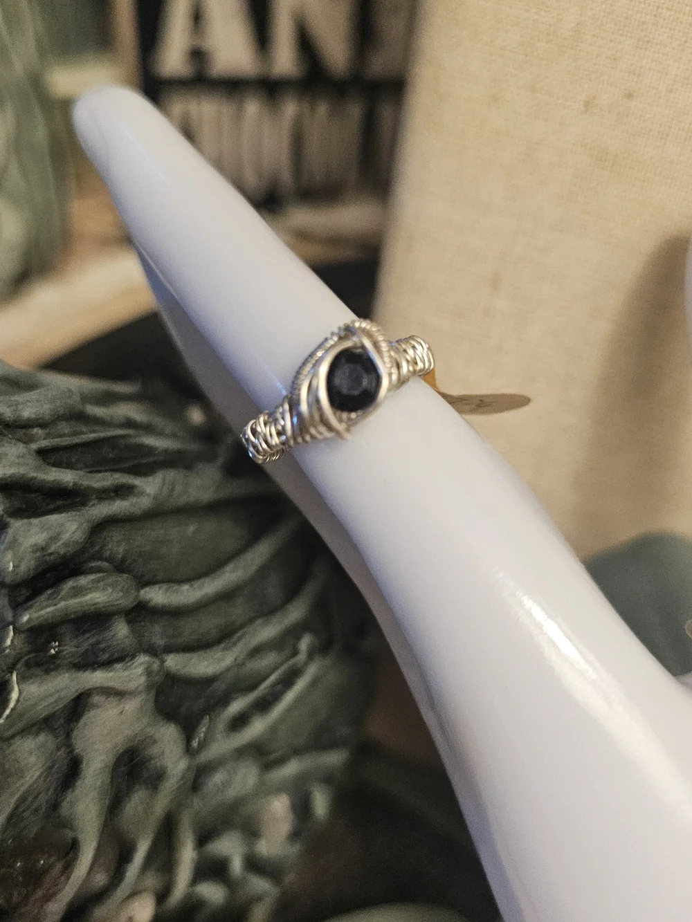 Handcrafted Silver Wire Ring with GRNET Stone SZ 7- 1/4